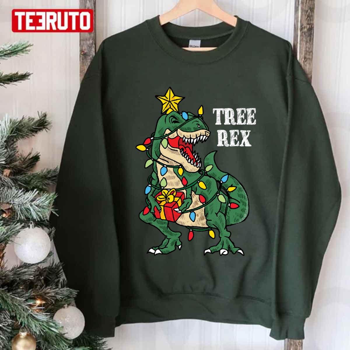 Christmas Dinosaur Tree Rex Funny Xmas Unisex T-Shirt