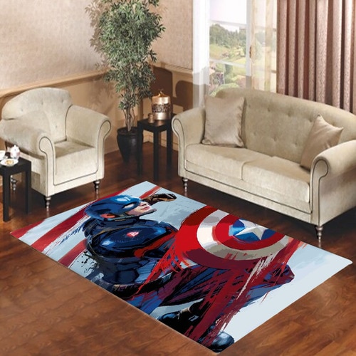 CIVIL WAR   CAPTAIN AMERICA STROKES Living room carpet rugs