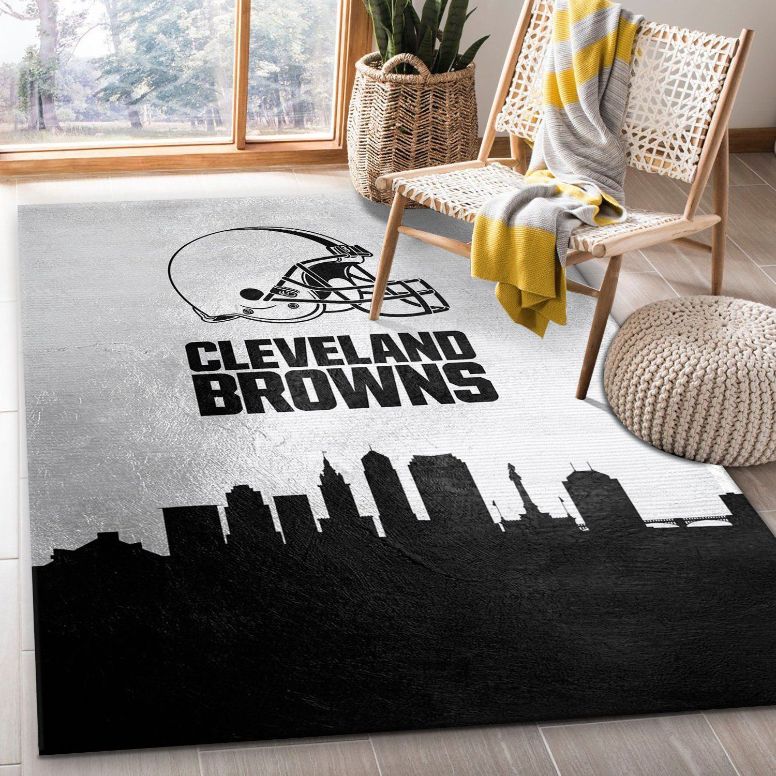 Cleveland Browns Skyline NFL Area Rug For Christmas, Living Room Rug, US Gift Decor