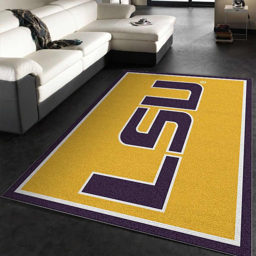 College Spirit Lsu Sport Area Rug Team Logo Floor Decor Home Decor