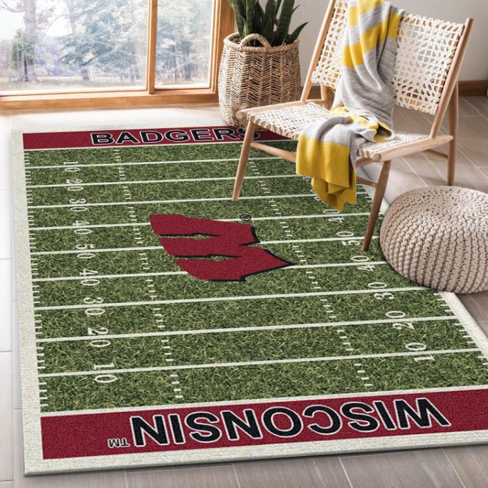 College Wisconsin NFL Team Logo Area Rug, Kitchen Rug, Family Gift US Decor