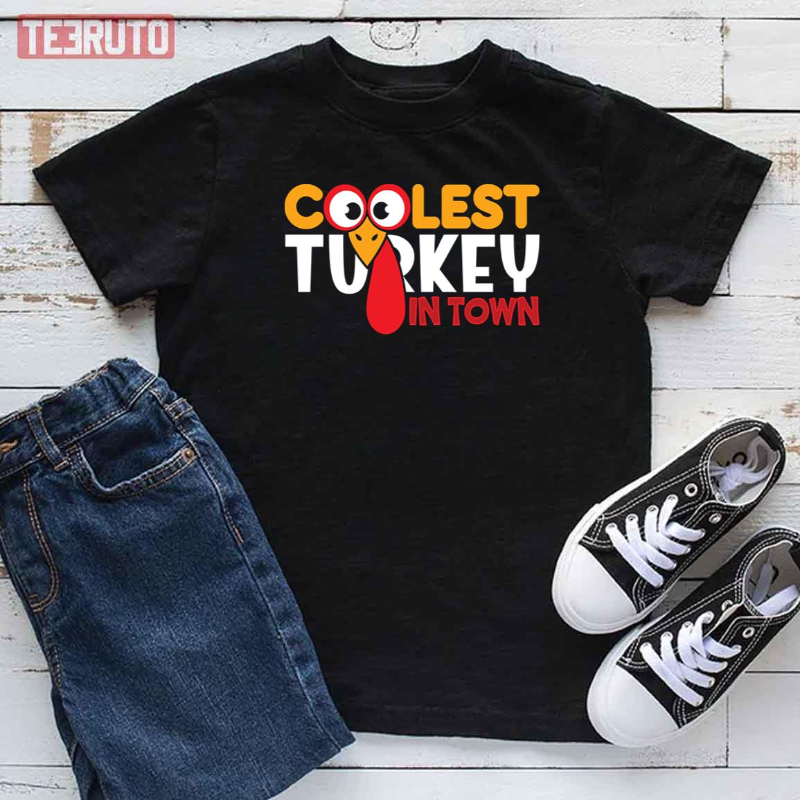Coolest Turkey In Town 2022 Thanksgiving Turkey Day T-Shirt