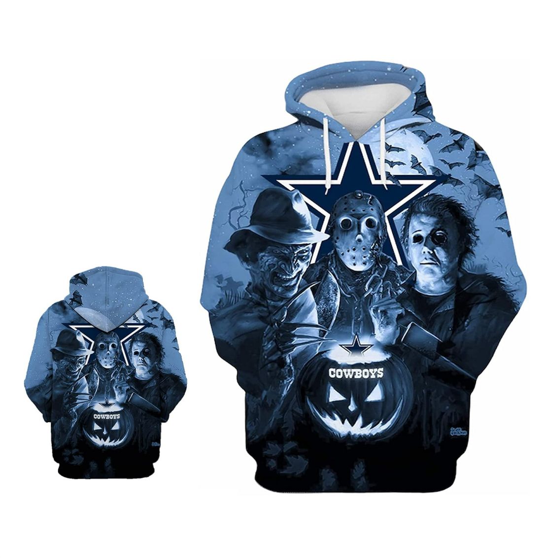 18% OFF Dallas Cowboys Hoodies 3D Halloween Horror Night Sweatshirt Pullover  – 4 Fan Shop