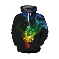 Creative Colorful Smoke Skeleton Skull 3D Halloween Hoodie