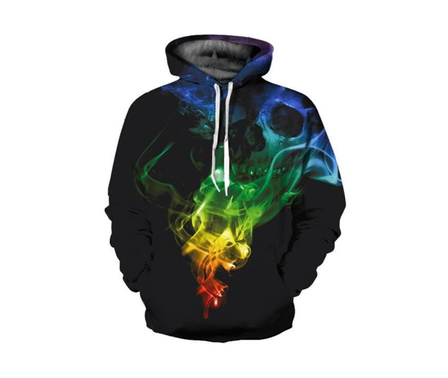 Creative Colorful Smoke Skeleton Skull 3D Halloween Hoodie - Teeruto