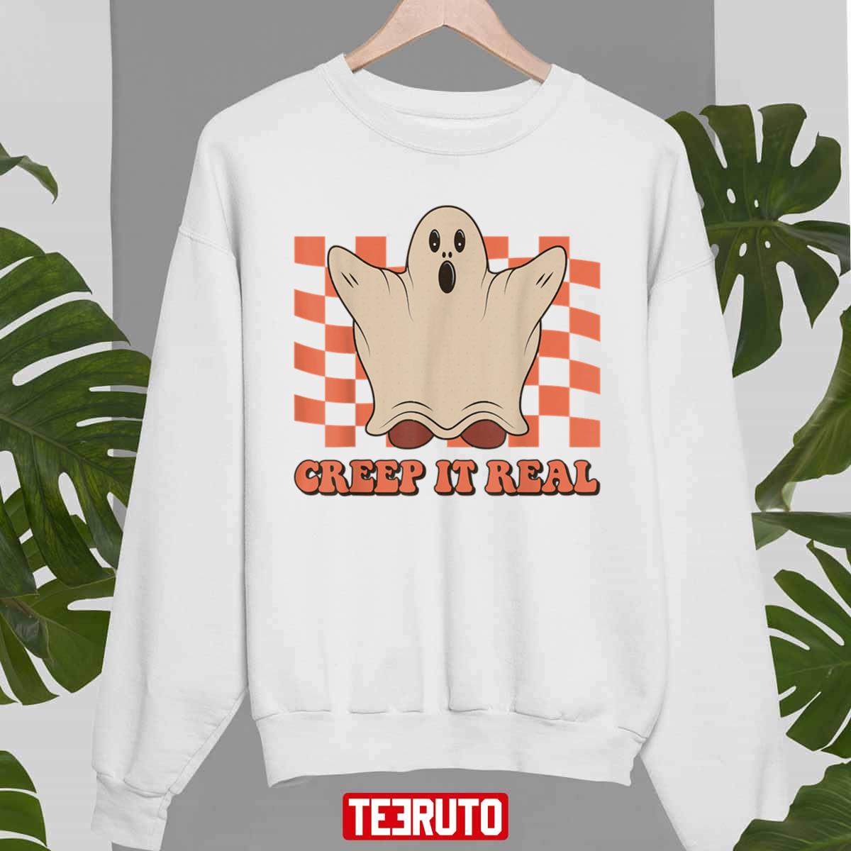 Creep It Real Skateboarder Ghost Vintage Retro Halloween Unisex Sweatshirt