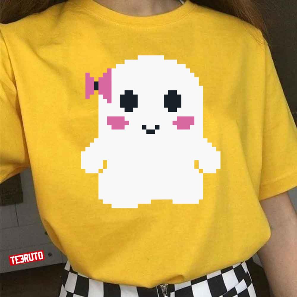 Cute Bow Ghost Pixel Unisex T-Shirt