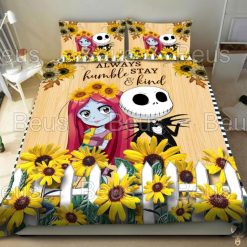 Cute Jack Skellington And Sally Bedding Set Sunflower Decor Bedroom Halloween Gift