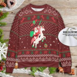 Cute Santa Riding Unicorn Ugly Knitted Christmas Sweater