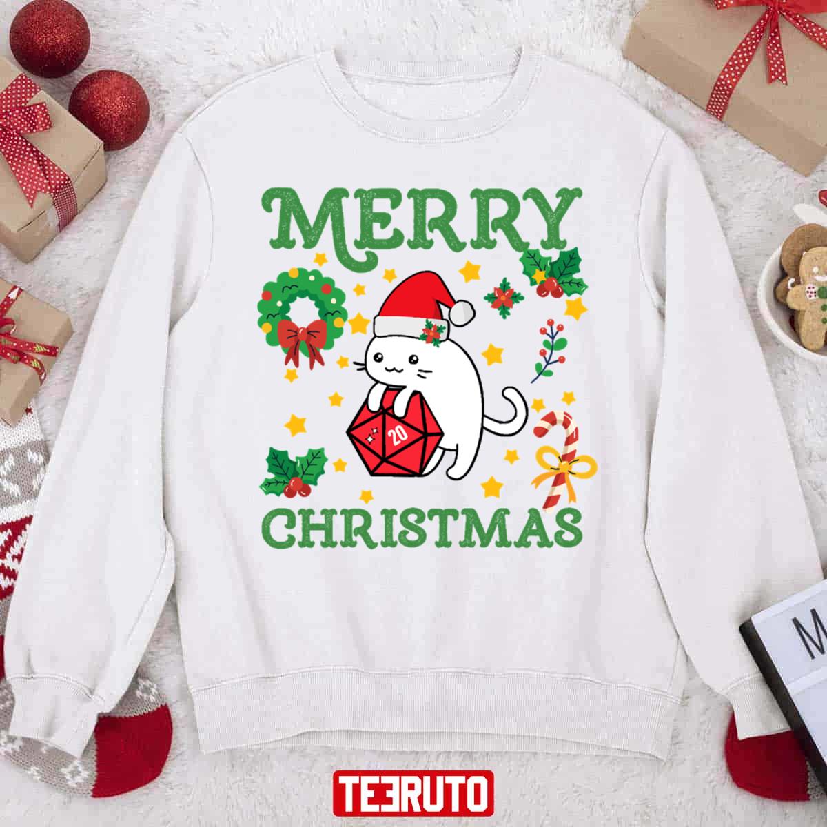 D20 Cat Merry Critmas Unisex Sweatshirt
