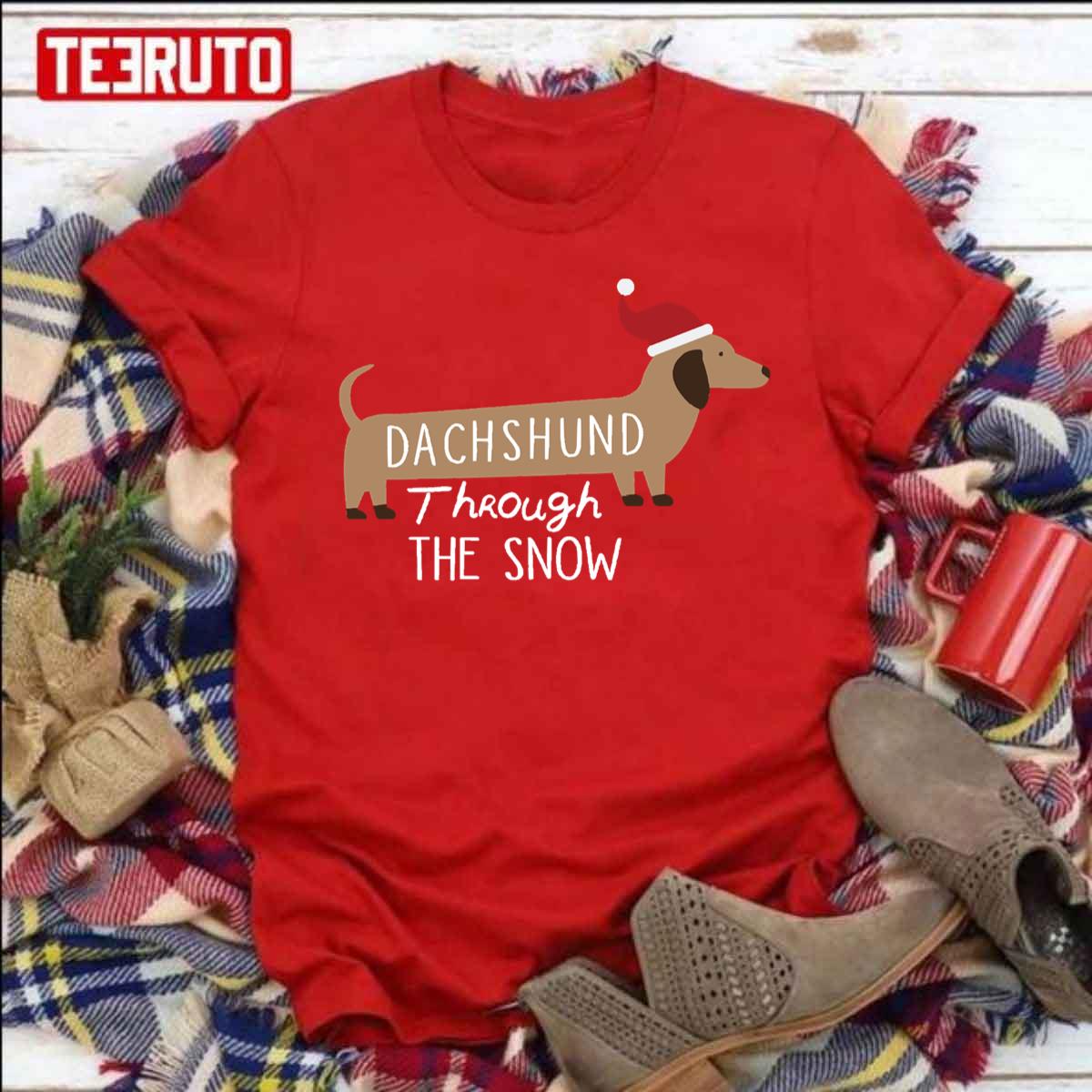Dachshund Through The Snow Funny Dog Lover Xmas Unisex Sweatshirt