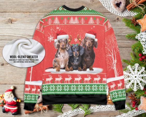 Weenie Dog Christmas Sweater
 Dachshund Weenie Dog Xmas Dog Lovers Ugly Wool Knitted Christmas