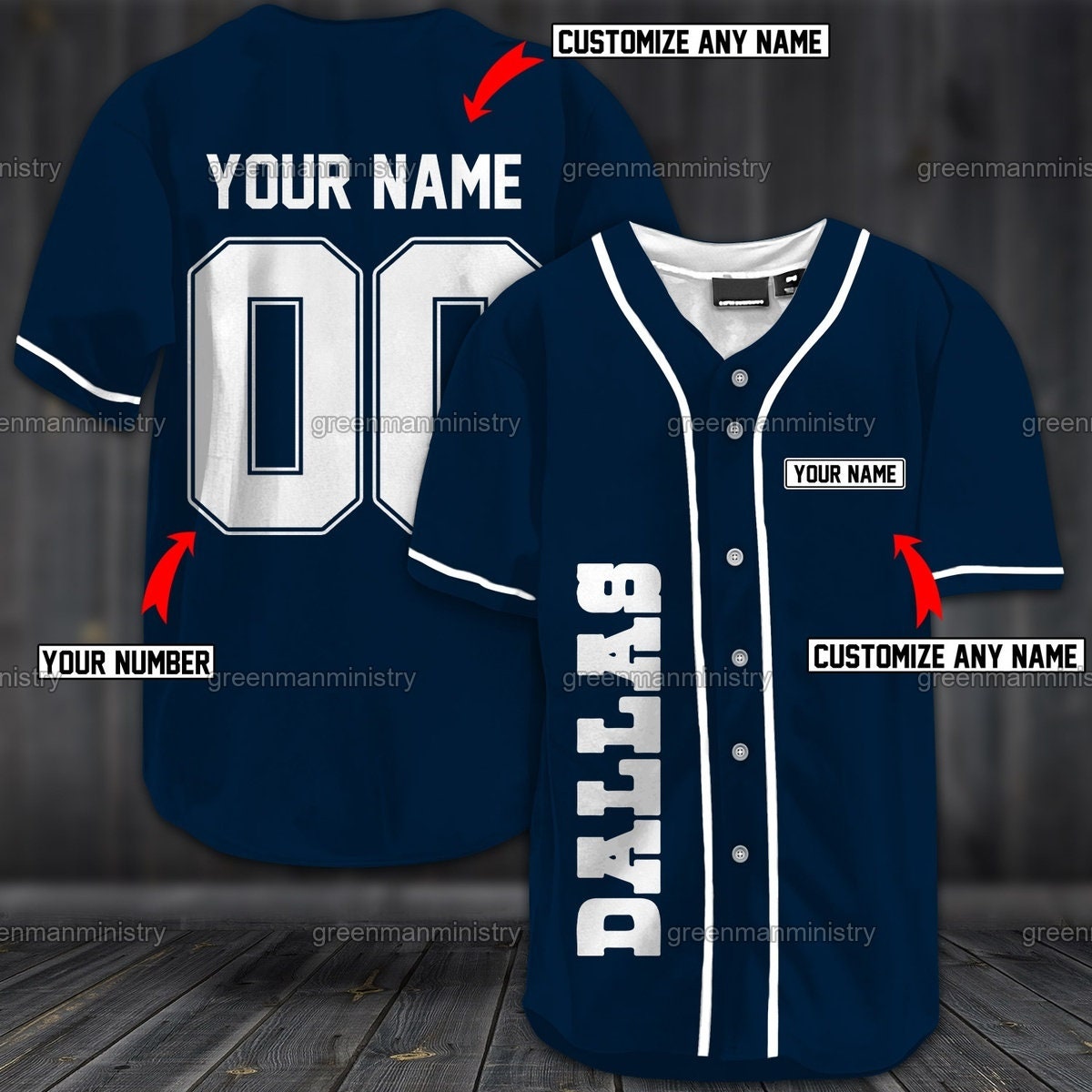 Dallas Baseball Jersey Custom Name And Number Sport Shirt