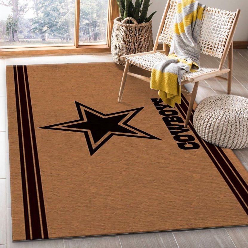 Dallas Cowboys Brown Logo NFL Area Rug Carpet, Living room and bedroom Rug, Family Gift US Decor
