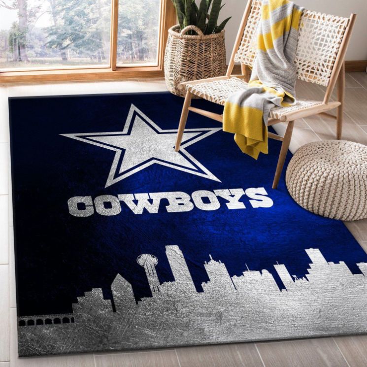Dallas Cowboys Skyline NFL Area Rug, Living room and bedroom Rug, Floor Decor Home Decor