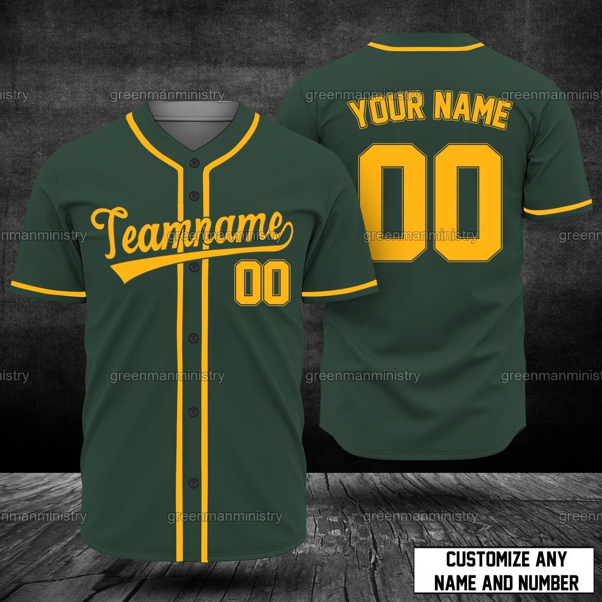 Custom Name Number Midnight Green Baseball Jersey