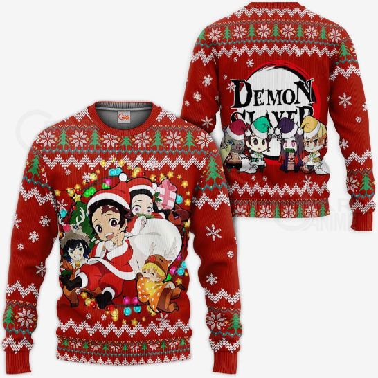 Demon Slayer Ugly Christmas Kimetsu No Yaiba Xmas Knitted Sweater