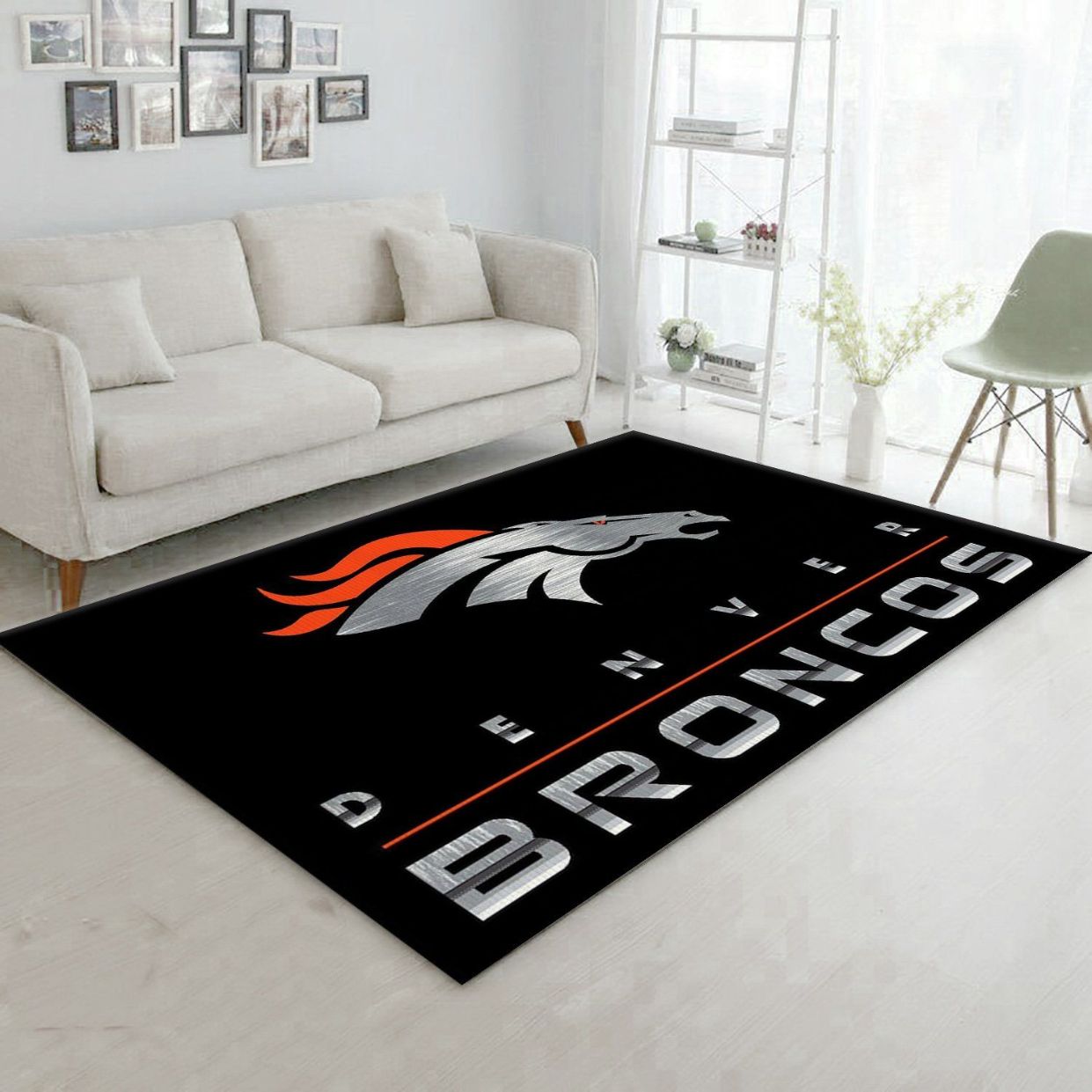 Denver Broncos Imperial Chrome Rug NFL Area Rug Carpet, Bedroom, Floor Decor Home Decor