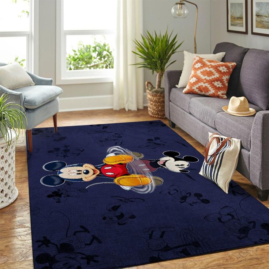 Disney Mickey Mouse With Its Reflection Cute Gift For Kids Living Room Area Rug For Christmas, Bedroom Rug, Home Decor
