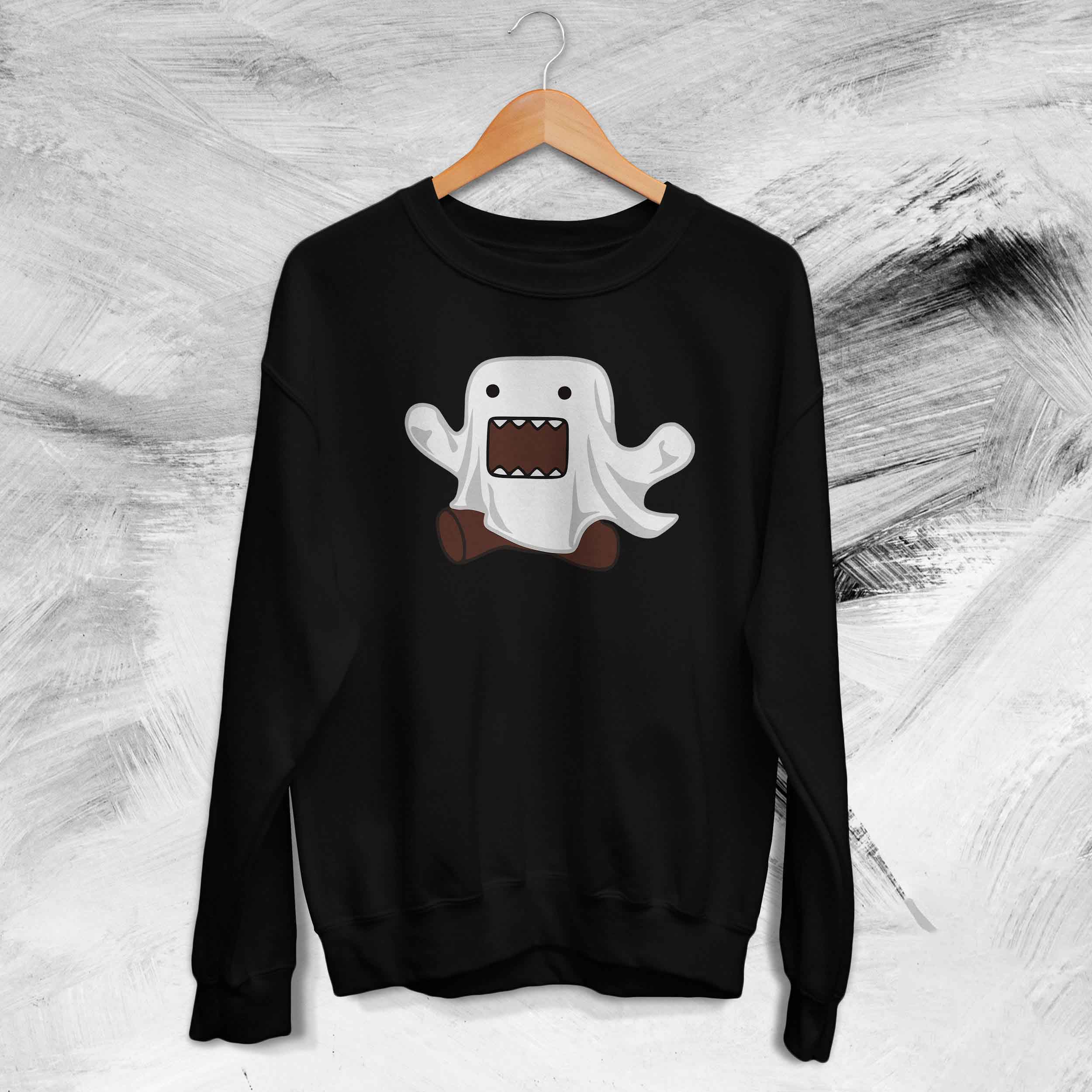 Domo Kun Ghost Domo Cute Monster Inspired Graphic Japanese Kawaii Unisex Sweatshirt