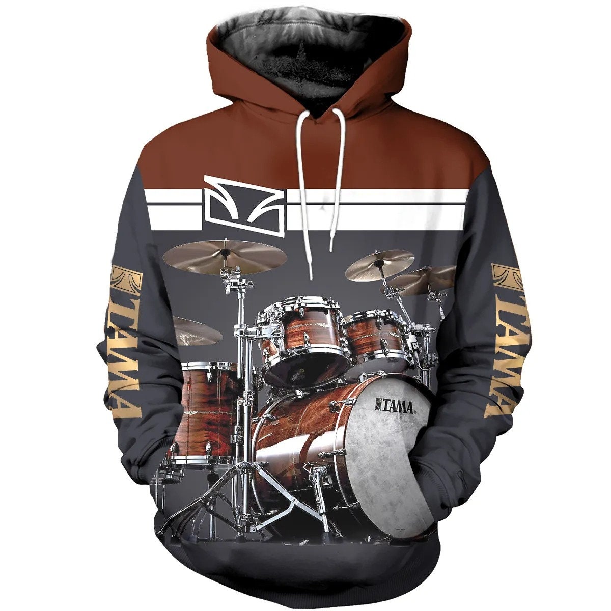 Drums 3D All Over Printed Tama Music Drums AOP Unisex Hoodie