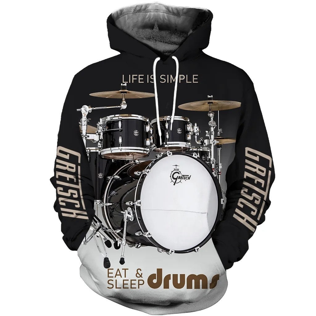 Drums Blue 3D All Over Printed AOP Unisex Hoodie