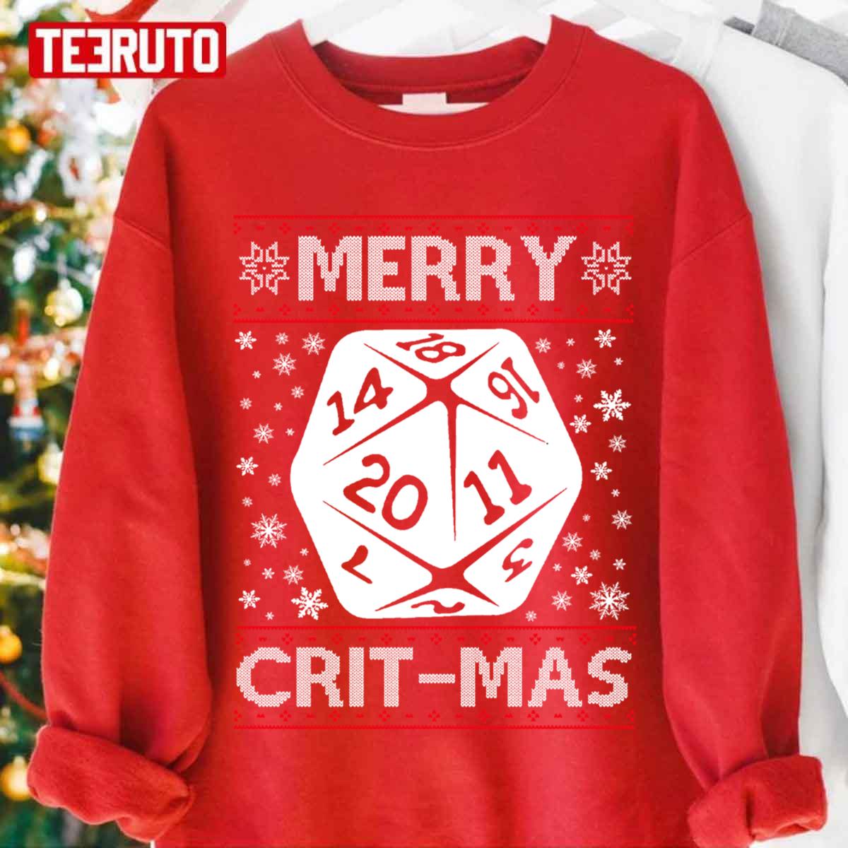 Dungeons And Dragons Merry Critmas Christmas Knit Pattern Unisex Sweatshirt