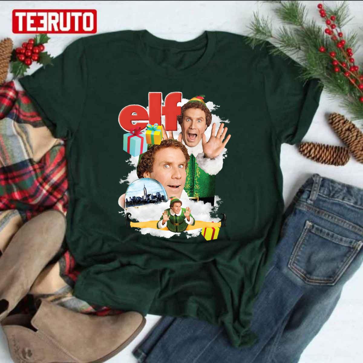 Elf Collage Homage Style Christmas Spirit Unisex T-Shirt