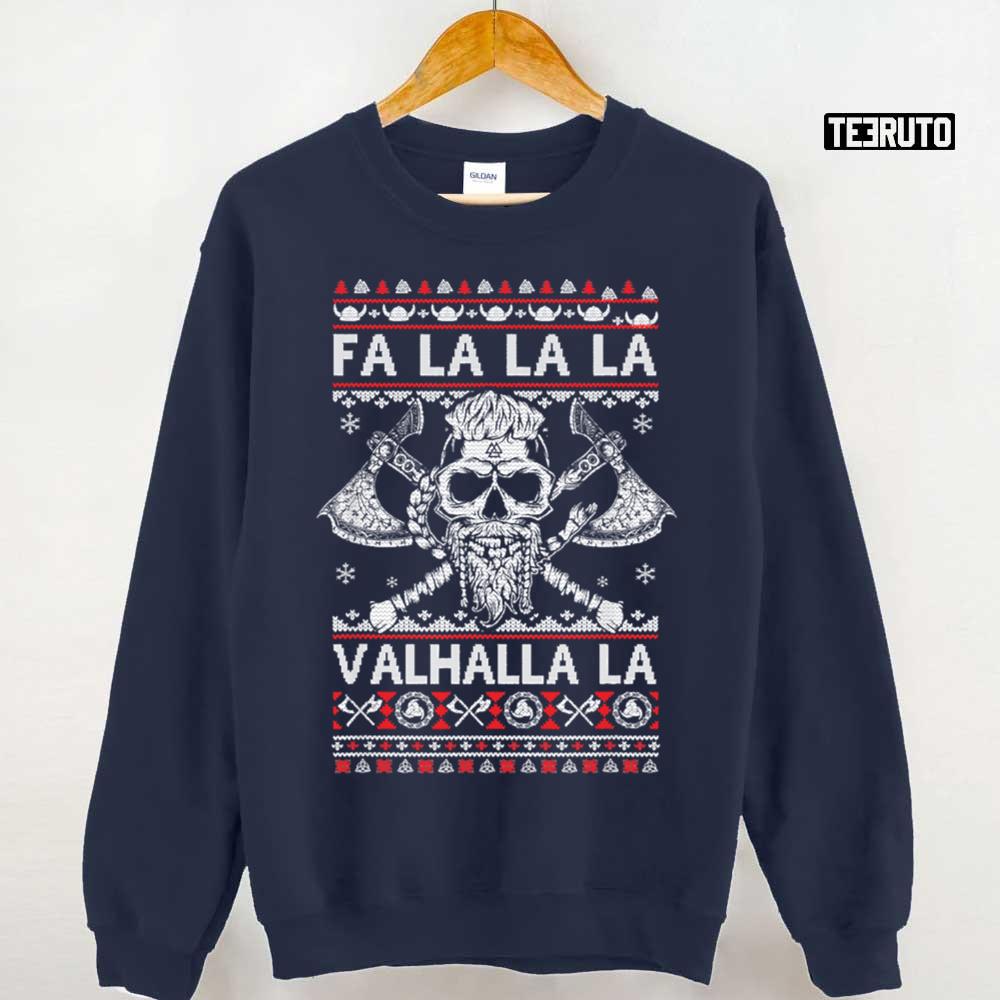 Fa La La Valhalla Viking Skull Christmas Ugly Unisex T-Shirt