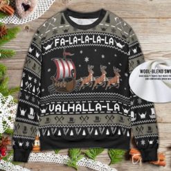 Fa La La Valhalla Viking Ugly Wool Knitted Christmas Sweater