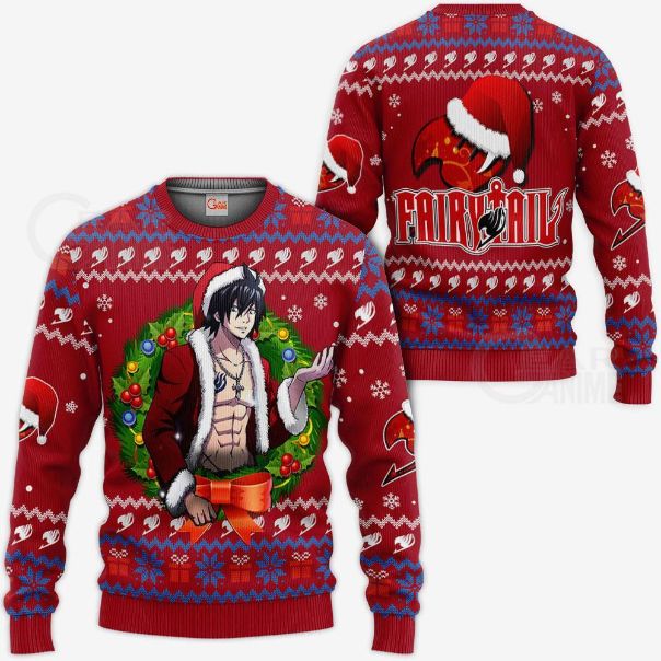 Fairy Tail Gray Fullbuster Ugly Christmas Anime Xmas Knitted Sweater