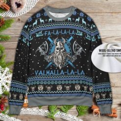 Falalala Valhala Viking Ugly Christmas Holiday Gift 2022 Unique Ugly Knitted Sweater