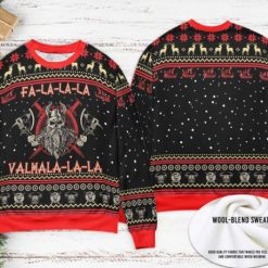 Falalala Valhala Viking Ugly Wool Knitted Xmas Matching Sweater