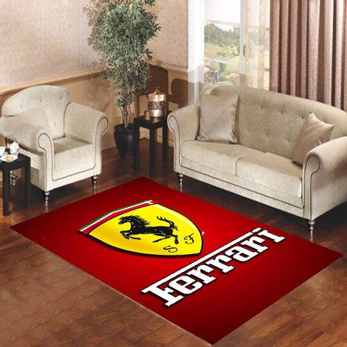 ferrari auto red logo Living room carpet rugs