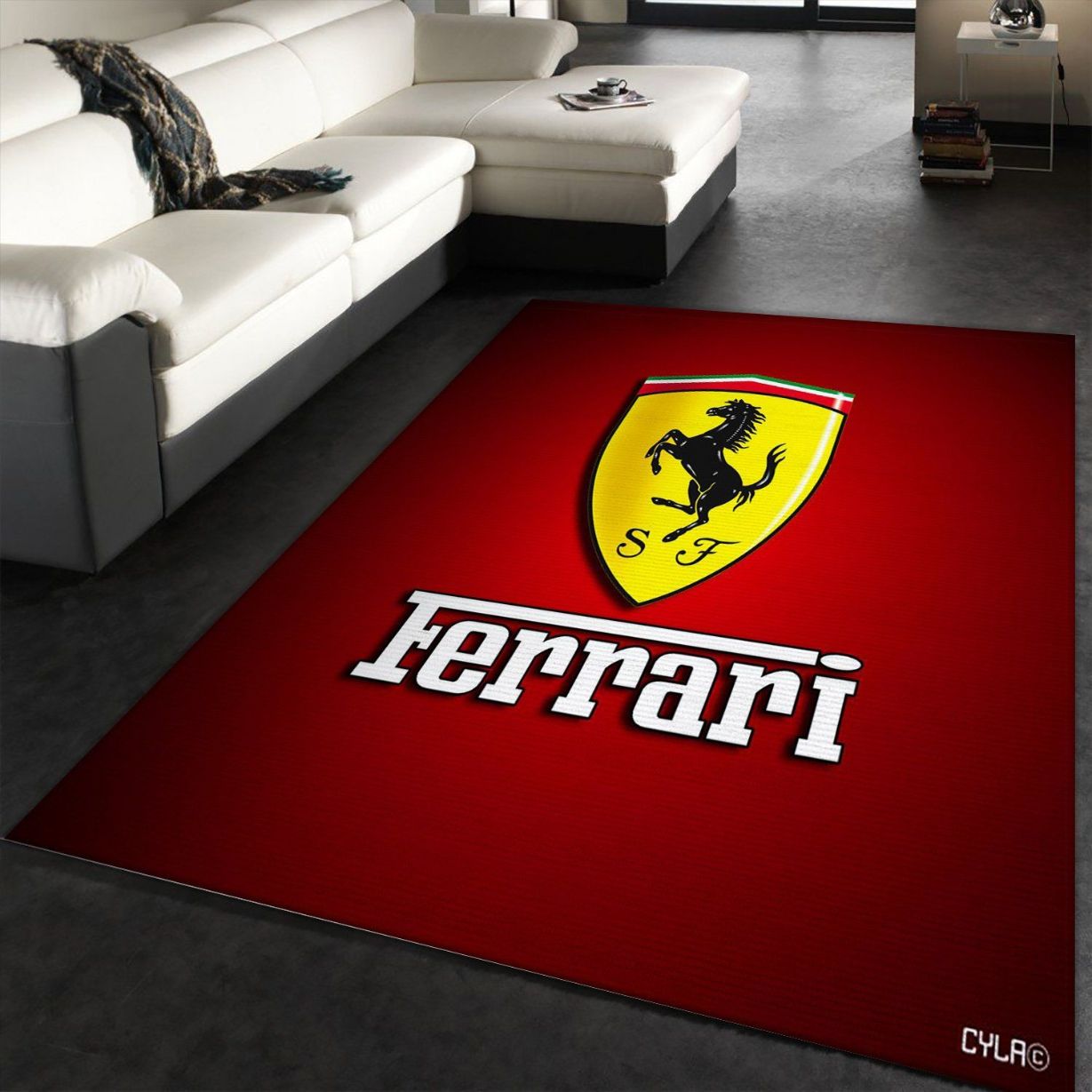 Ferrari Logo Area Rug For Christmas Living Room Floor Decor Home Decor