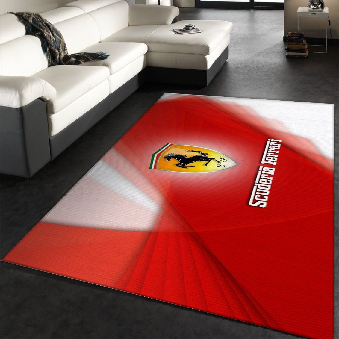 Ferrari Logo Area Rug Living Room Family Gift US Decor