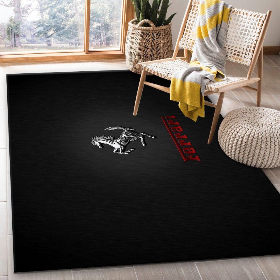 Ferrari Silver Logo Rug Bedroom Floor Decor Home Decor
