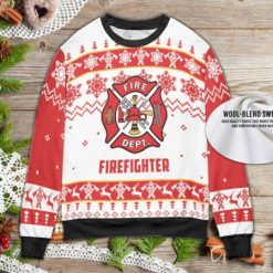 Firefighter Christmas Holiday Gift Ugly Wool Knitted Xmas Matching Sweater