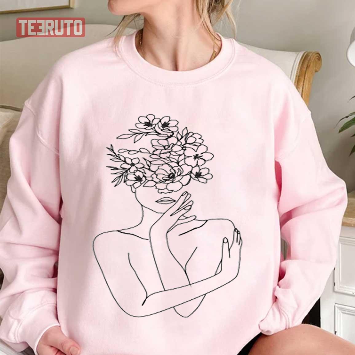 Flowers Head Women Face Fine Lines Unisex Sweatshirt