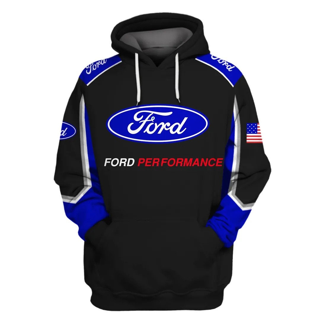 Ford 3D Gift Performance 3D Racing Ford Logo Brand F1 Style AOP Unisex Hoodie