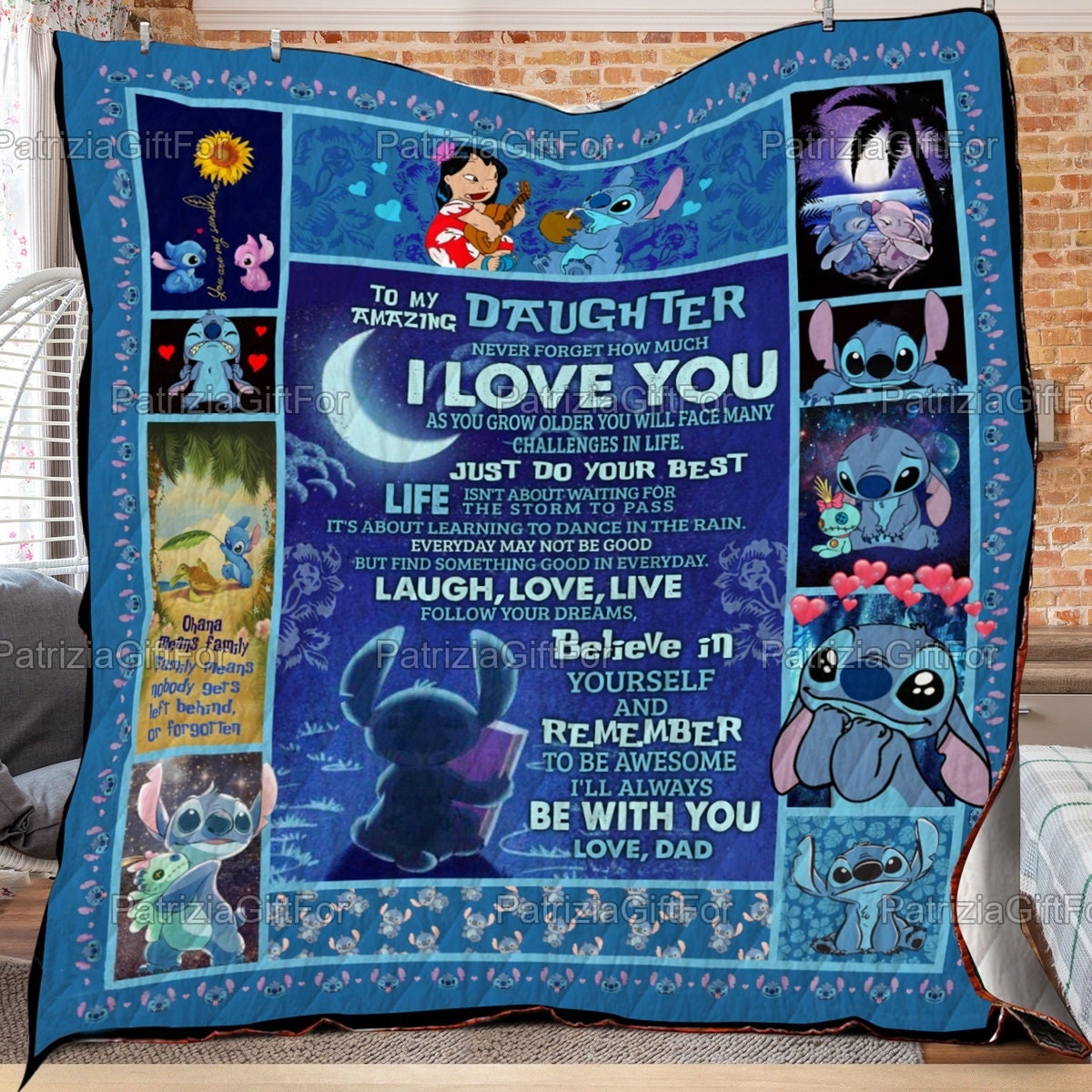 From Dad To Daughter Gift Stitch Lover Quilt Blanket