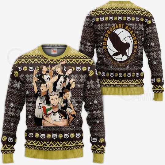 Fukurodani Academy Ugly Christmas Haikyuu Anime Xmas Knitted Sweater