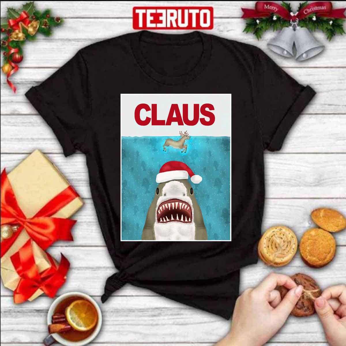 Funny Christmas Santa Claus Shark Reindeer Humor Unisex Sweatshirt