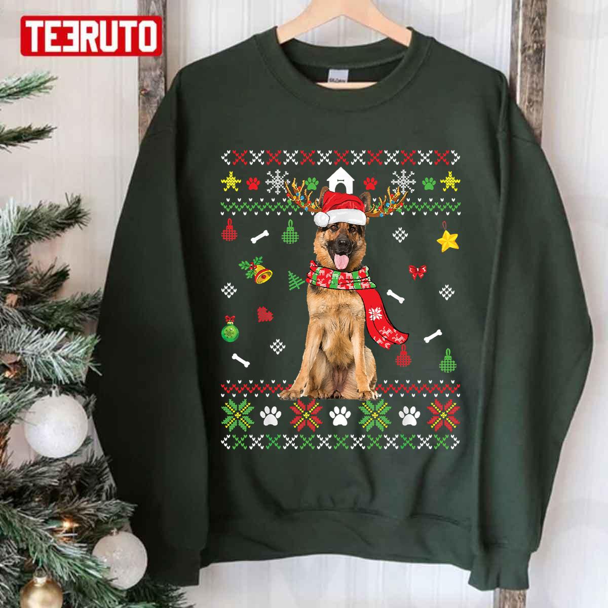 German Shepherd Dog Puppy Xmas Ugly Christmas Unisex Sweatshirt