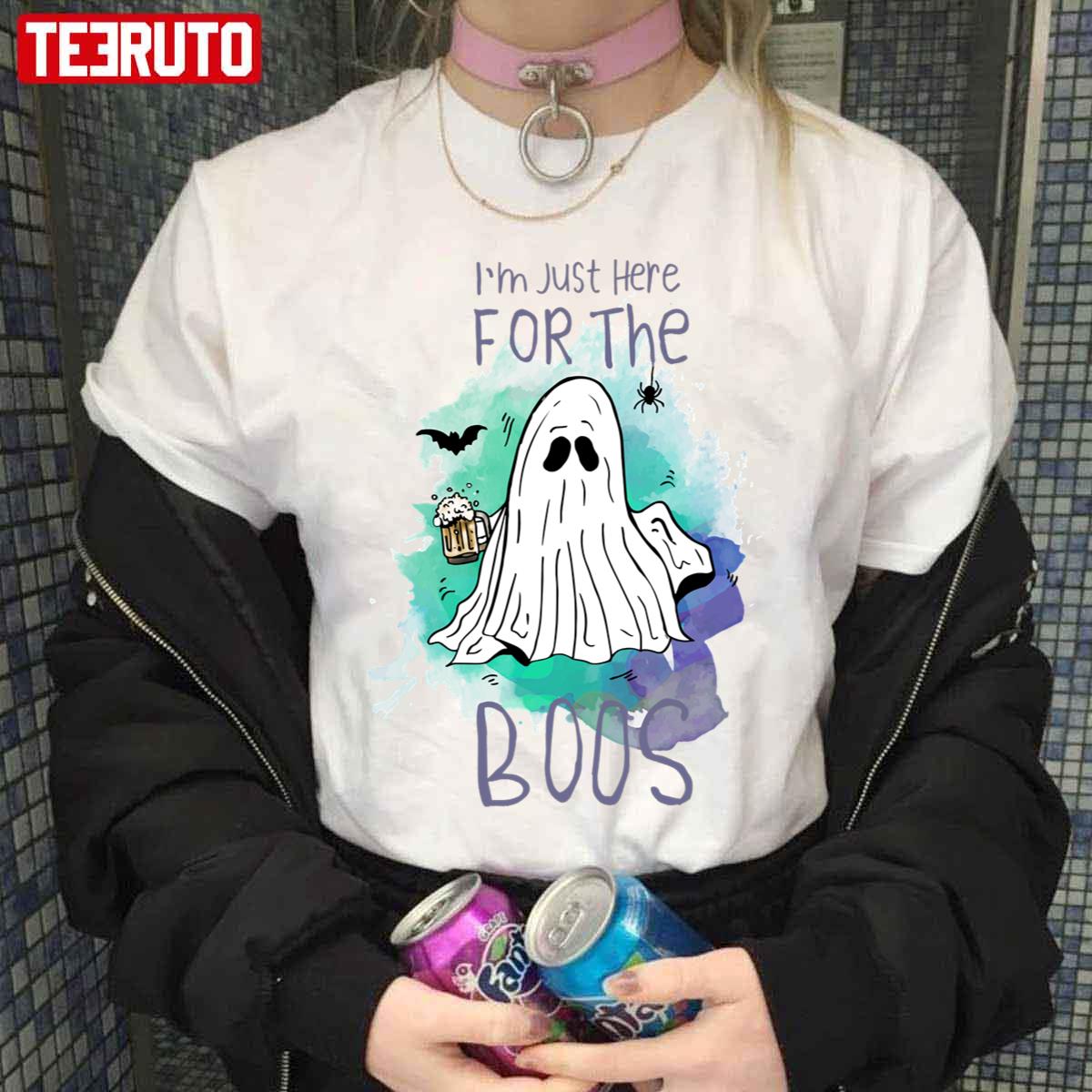 Ghost Here For The Boos Halloween Design Unisex T-Shirt