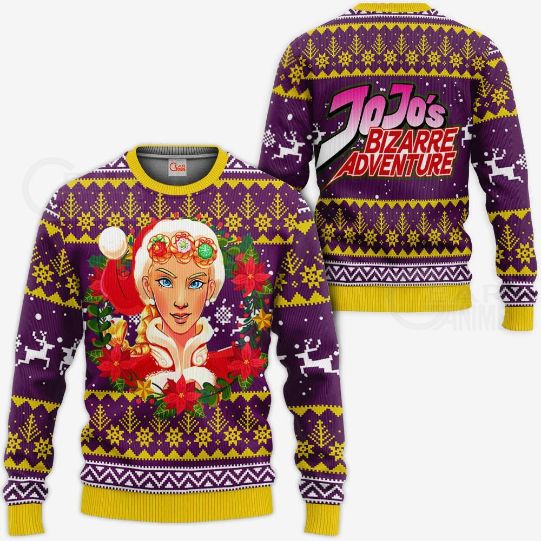 Giorno Giovanna Ugly Christmas Jojo’s Bizarre Adventure Anime Knitted Sweater