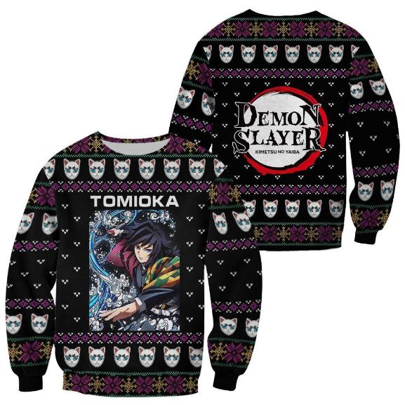 Giyu Tomioka Ugly Christmas Demon Slayer Anime Xmas Custom Clothes Knitted Sweater