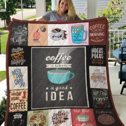 Good Day Begins With Coffee Quilt Blanket