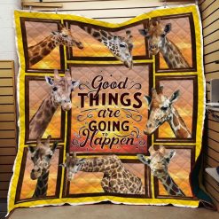 Good Things Are Going Happen Giraffe Quilt Blanket