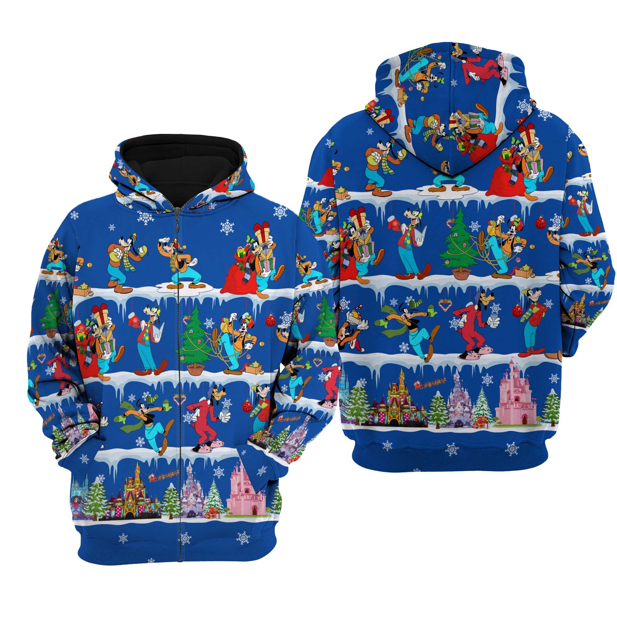 Goofy Dog Christmas Disney Sweat Fleece Stylist Unisex Cartoon Graphic  Outfits Clothing Men Women Kids Toddlers AOP Unisex Hoodie - Teeruto